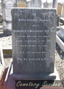 Beechman F J  (MC) (Ex-Service) 01-04-1921