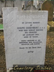 Greenberg J  WW2 Fireman AFS Civilian Casualty 01-01-1941